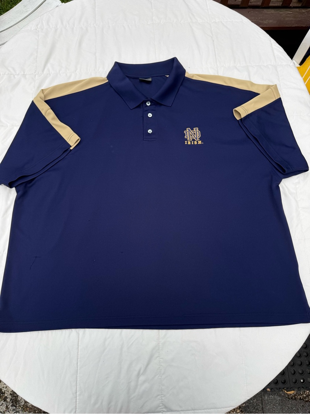 Pro Edge Navy Polo with Gold Shoulder Stripes